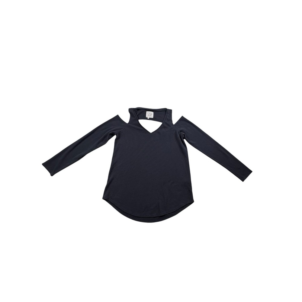 Chaser Black‎ Ribbed Cold Shoulder Long Sleeve Top Women's Medium